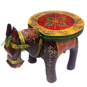 Wooden Horse Shaped Stool with Embossed Work