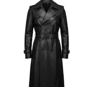 Men Leather Trench Coat
