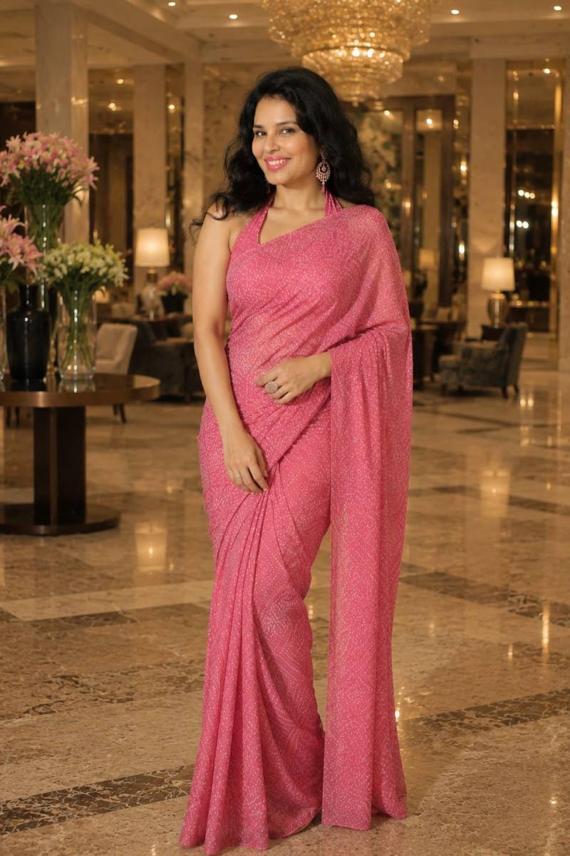 Rosé Stardust Elegance Saree - Image 2